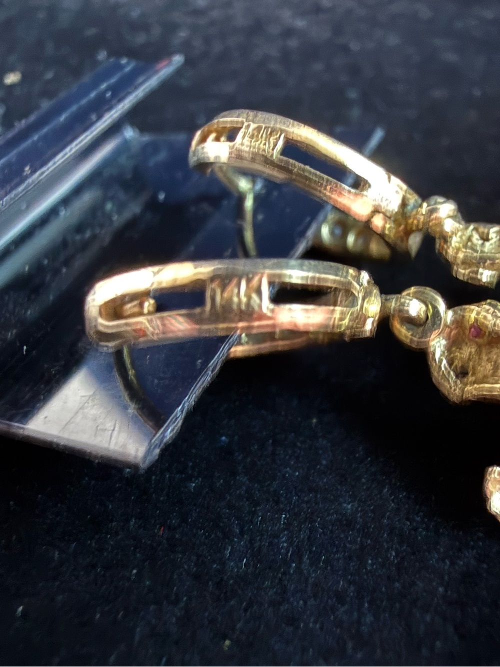 14K Tri Color Gold CZ Turtle Drop Dangle Huggies Hoop Earrings 3.7 Grams - Picture 7 of 16